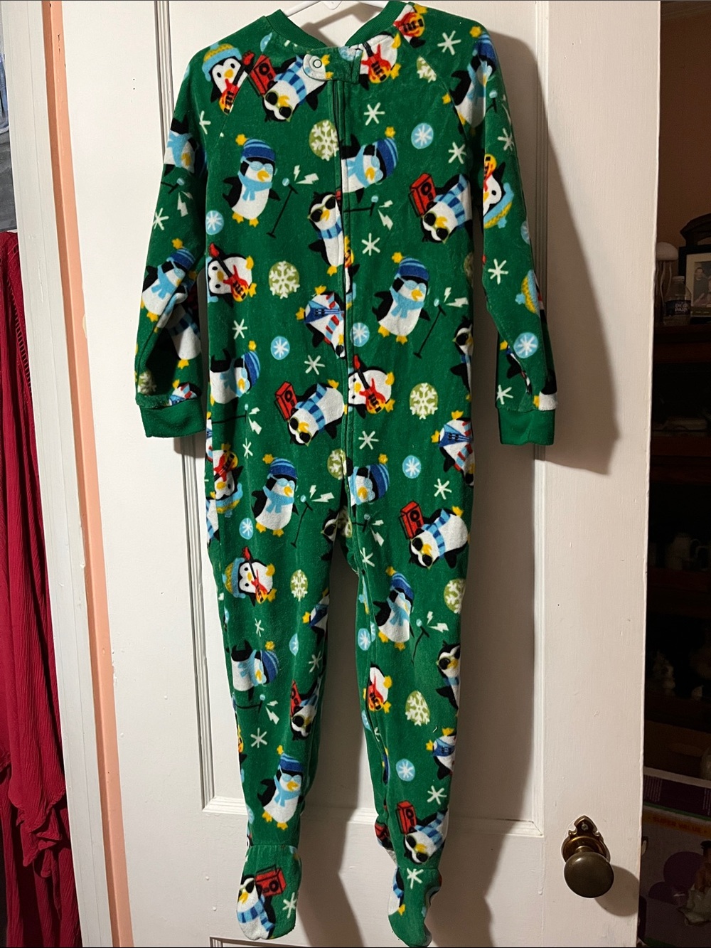 Joe Boxer Green Penguin Ski Fleece One-Piece Footie Pajamas